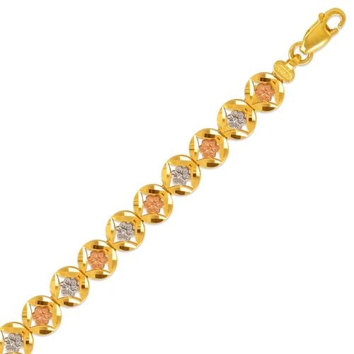 NEW 14K TRICOLOR GOLD FACED DIAMOND CUT BRACELET (1 of 2)