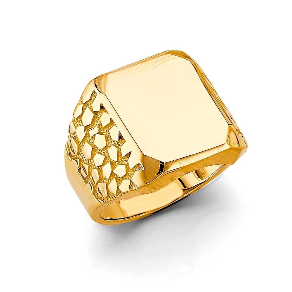 NEW 14K YELLOW GOLD MEN'S SIGNET RING - SIZE 10 (1 of 2)