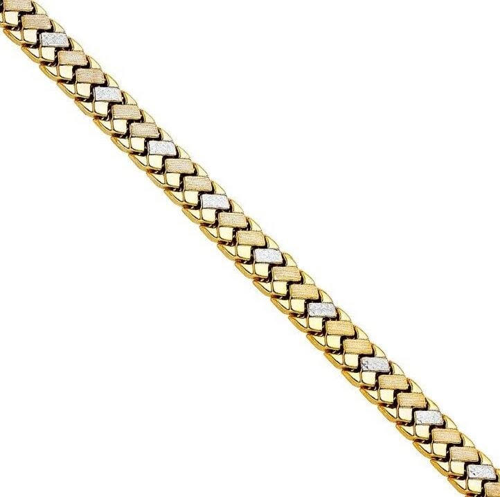 NEW 14K TRI COLOR GOLD STAMPATO BRACELET: 14K TRI COLOR GOLD STAMPATO BRACELET STAMPATO BRACELET NEW 14K TRI COLOR GOLD LENGTH - 7.5in Apx WEIGHT - 8.9g