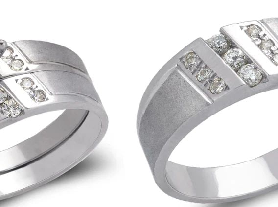 NEW 14K WHITE GOLD WHITE WEDDING TRIO RING SET (1 of 2)