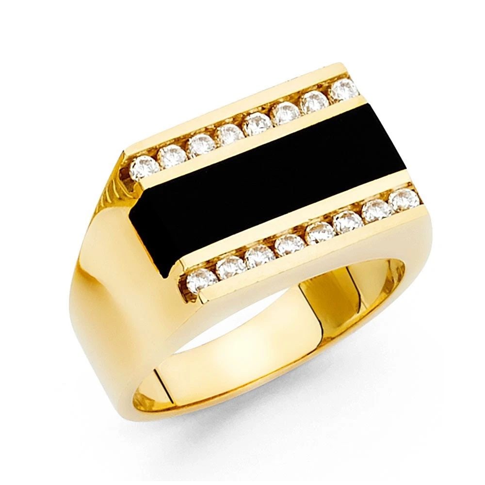 NEW 14K YELLOW GOLD ONYX MEN'S RING - SIZE 10: NEW 14K YELLOW GOLD ONYX MEN'S RING ONYX MEN'S RING NEW 14K YELLOW GOLD WIDTH : 12 mm WEIGHT : 8.8g