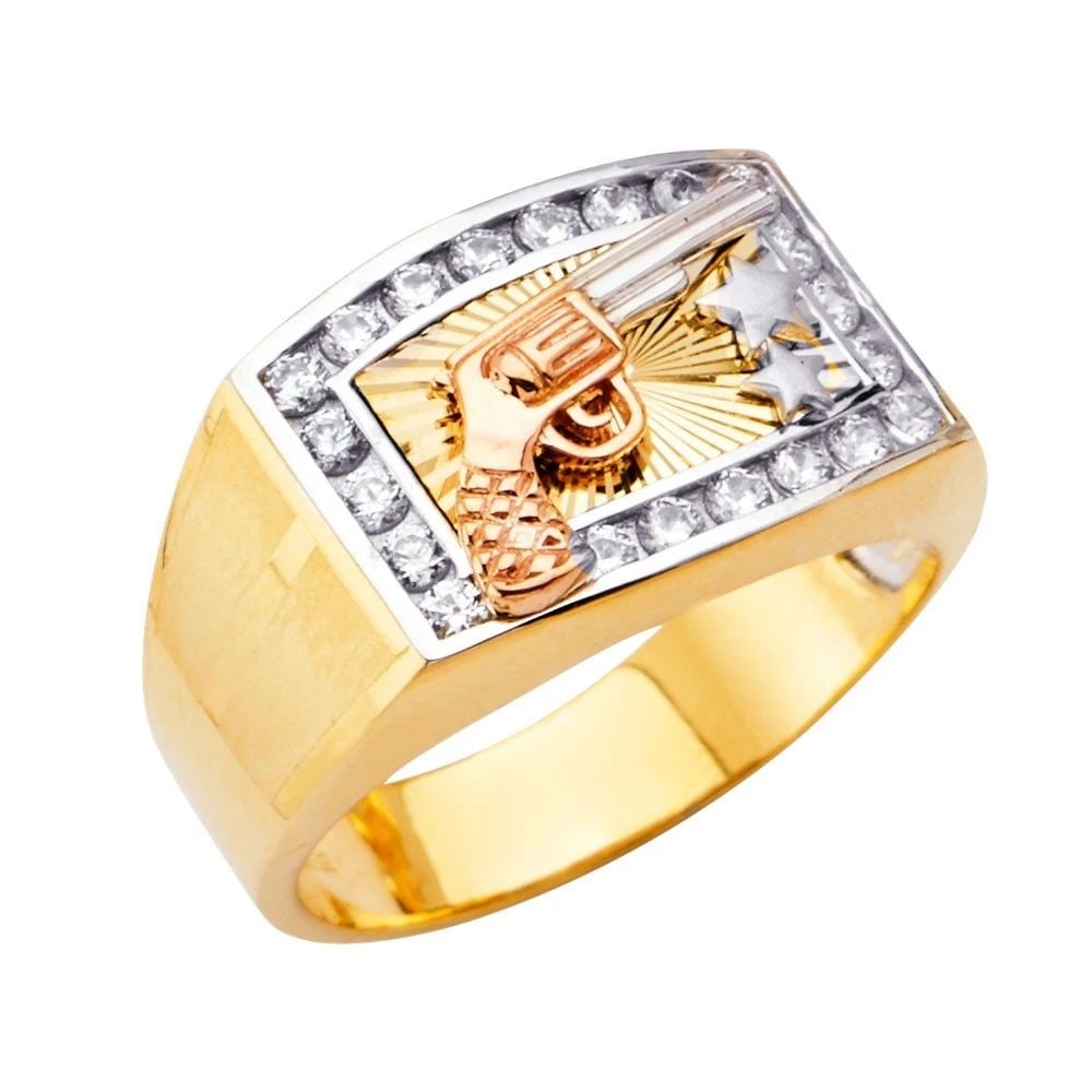 NEW 14K TRI COLOR GOLD MEN'S RING - SIZE 10 (1 of 2)