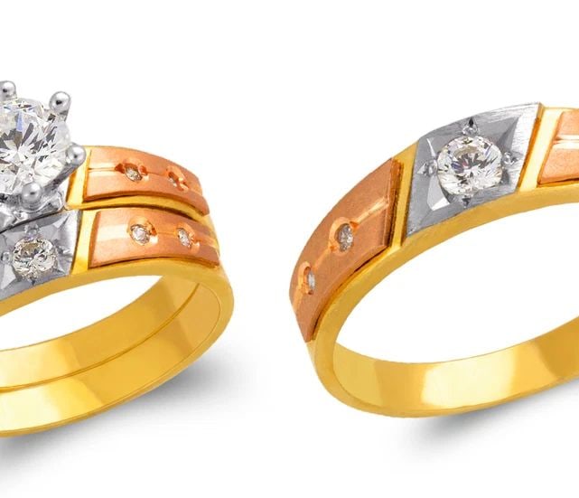 NEW 14K TRICOLOR GOLD TRICOLOR WEDDING TRIO RING SET (1 of 2)