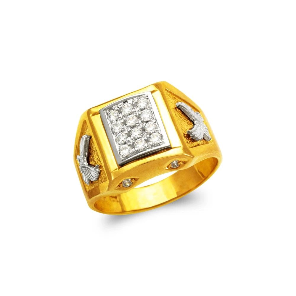 NEW 14K TWO TONE GOLD MEN'S FANCY EAGLE RING (1 of 2)