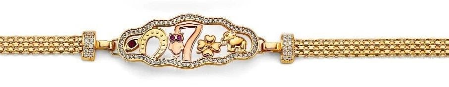 NEW 14K TWO TONE GOLD LUCKY 7 HORSESHOE ID BRACELET (1 of 2)