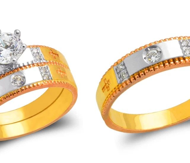 NEW 14K TRICOLOR GOLD TRICOLOR WEDDING TRIO RING SET (1 of 2)
