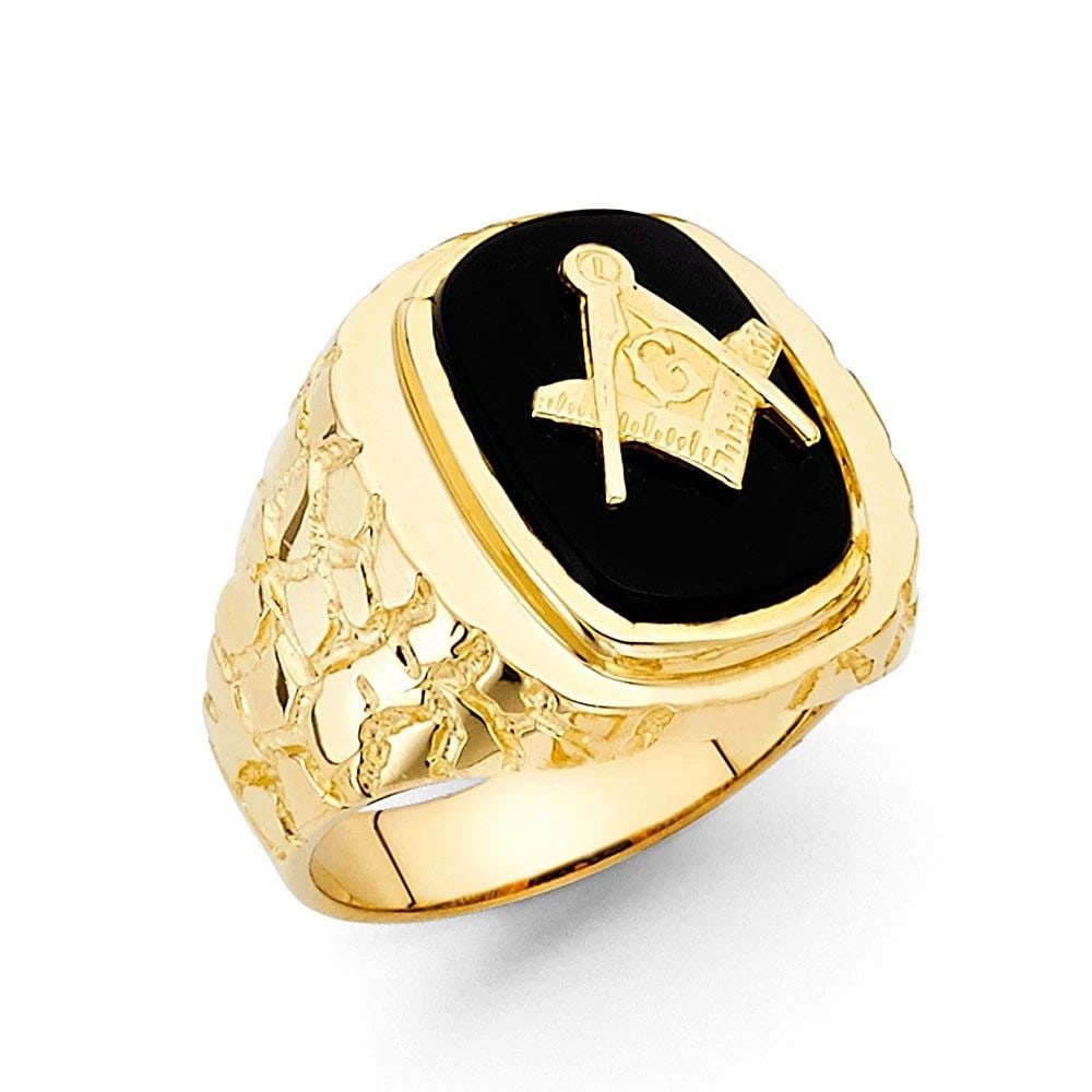 NEW 14K YELLOW GOLD ONYX MEN'S RING - SIZE 10 (1 of 2)