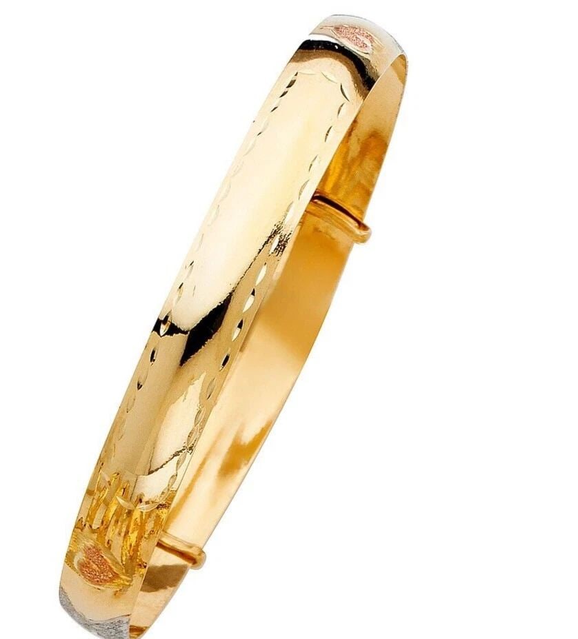 NEW 14K TRI COLOR GOLD ADJUSTABLE BANGLE: NEW 14K TRI COLOR GOLD ADJUSTABLE BANGLE ADJUSTABLE BANGLE NEW 14K TRI COLOR GOLD LENGTH - 7in Apx WEIGHT - 6.1g .