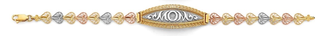 NEW 14K TRI COLOR GOLD MOM ID BRACELET: NEW 14K TRI COLOR GOLD MOM ID BRACELET MOM ID BRACELET NEW 14K TRI COLOR GOLD LENGTH - 7.25in Apx WEIGHT - 8.2g