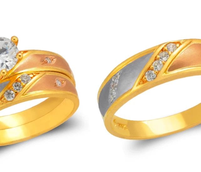 NEW 14K TRICOLOR GOLD TRICOLOR WEDDING TRIO RING SET (1 of 2)