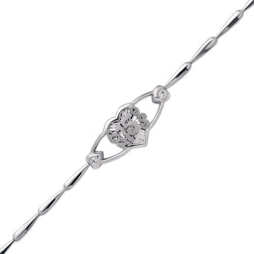 NEW 14K WHITE GOLD FANCY 15 ANOS BRACELET: NEW 14K WHITE GOLD FANCY 15 ANOS BRACELET FANCY 15 ANOS BRACELET NEW 14K WHITE GOLD LENGTH: 7" inch AVERAGE Apx WEIGHT: 8.2g