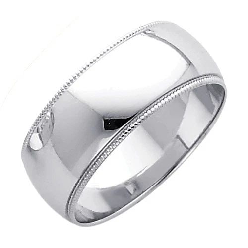 NEW 14K WHITE GOLD 8MM MILGRAIN WEDDING BAND: NEW 14K WHITE GOLD 8MM MILGRAIN WEDDING BAND 8MM MILGRAIN WEDDING BAND NEW 14K WHITE GOLD WIDTH: 8 mm Apx. WEIGHT: 5.8g