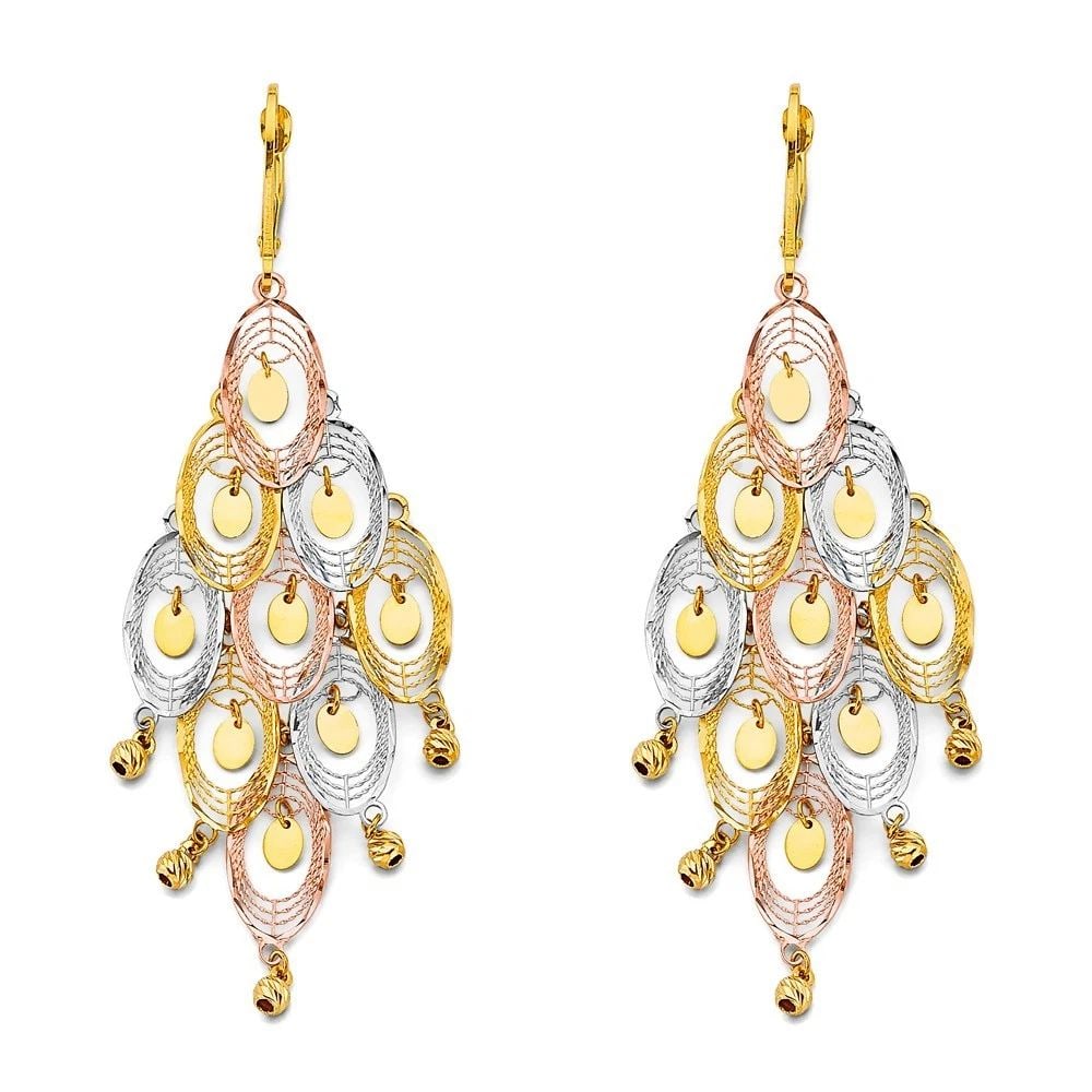 NEW 14K TRI COLOR GOLD DC CHANDELIER HANGING EARRINGS (1 of 2)