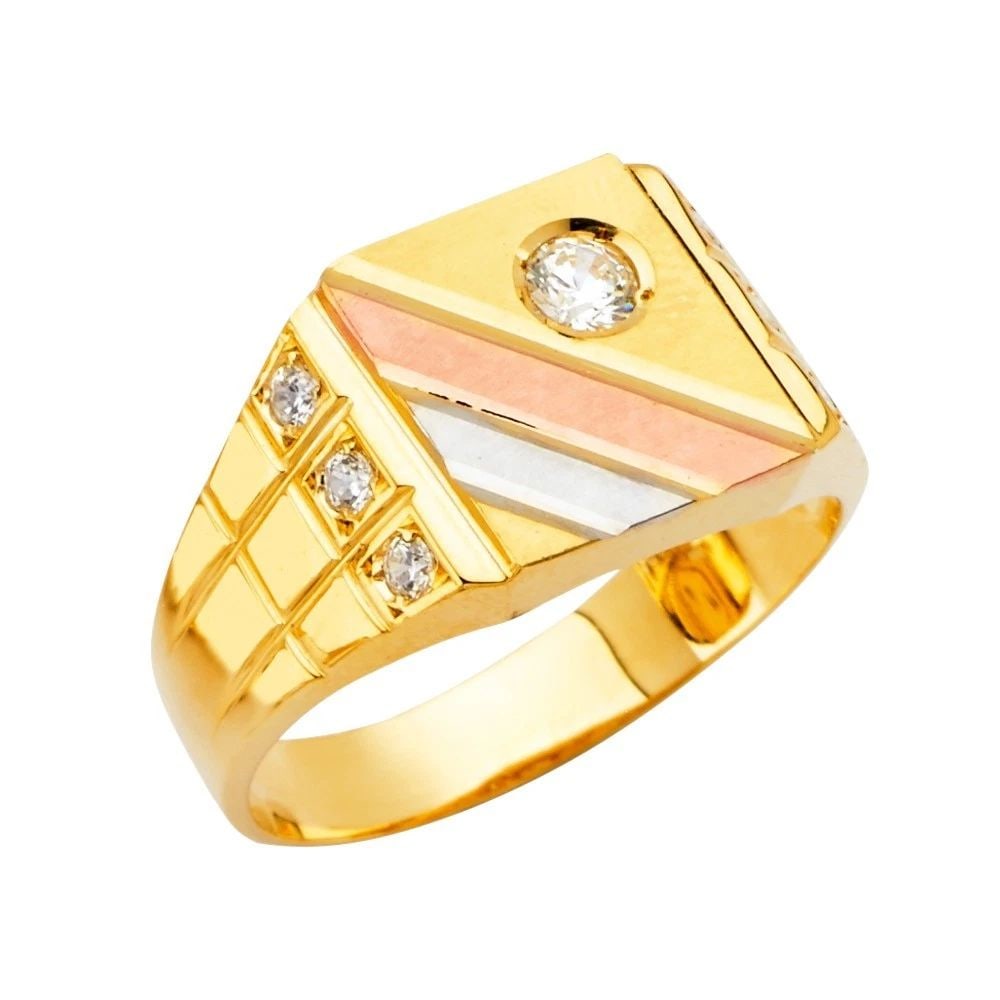 NEW 14K TRI COLOR GOLD MEN'S RING - SIZE 10 (1 of 2)