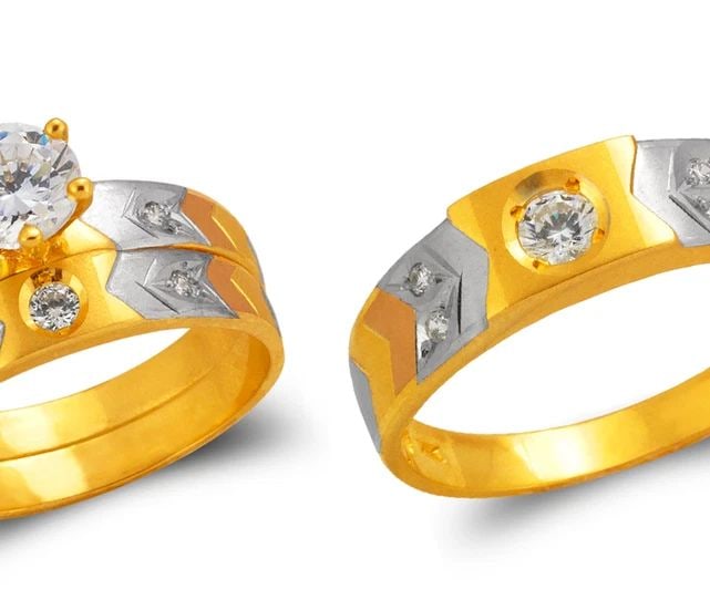 NEW 14K TRICOLOR GOLD TRICOLOR WEDDING TRIO RING SET (1 of 2)