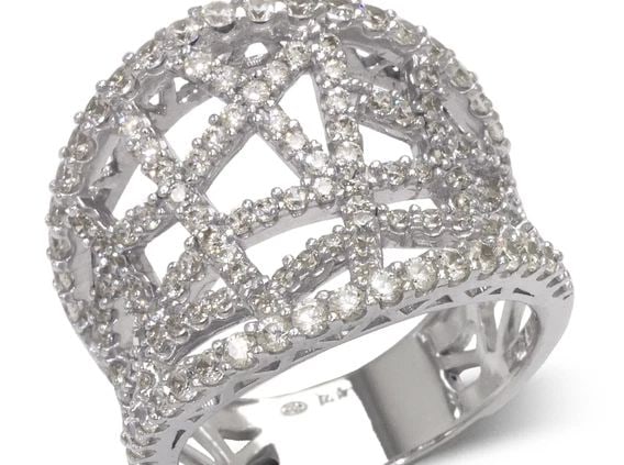 NEW 14K WHITE GOLD LADIES FANCY WHITE RING (1 of 2)