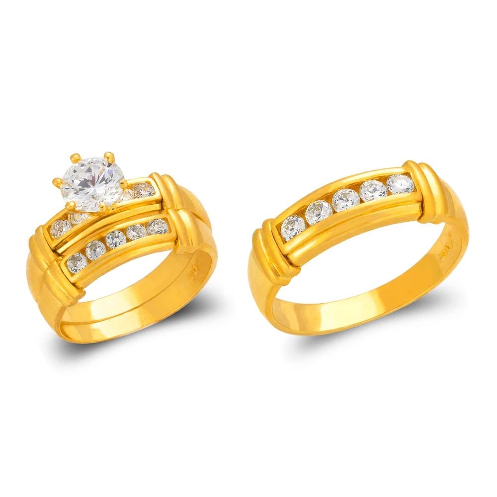 NEW 14K YELLOW GOLD WEDDING TRIO RING SET (1 of 2)