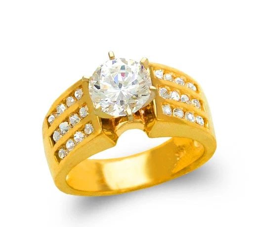 NEW 14K YELLOW GOLD LADIES FASHION SOLITAIRE RING: NEW 14K YELLOW GOLD LADIES FASHION SOLITAIRE RING LADIES FASHION SOLITAIRE RING NEW 14K YELLOW GOLD Apx. SIZE: 8mm Apx. WEIGHT: 7.8g