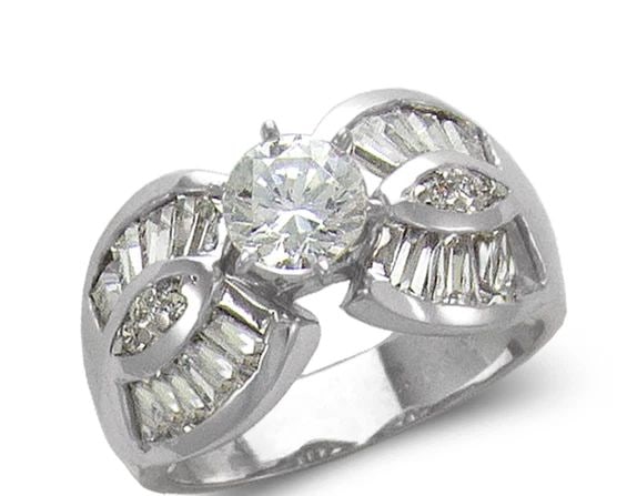 NEW 14K WHITE GOLD LADIES FASHION WHITE SOLITAIRE RING: NEW 14K WHITE GOLD LADIES FASHION WHITE SOLITAIRE RING LADIES FASHION WHITE SOLITAIRE RING NEW 14K WHITE GOLD Apx. WIDTH: 12mm Apx. WEIGHT: 7.8g