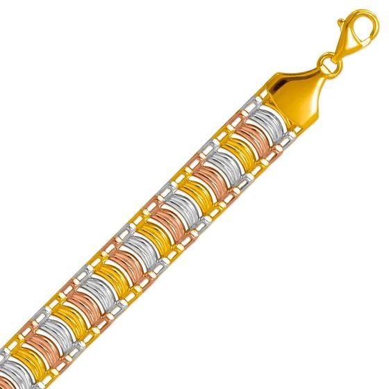 NEW 14K TRICOLOR GOLD GYPSY BRACELET (1 of 2)