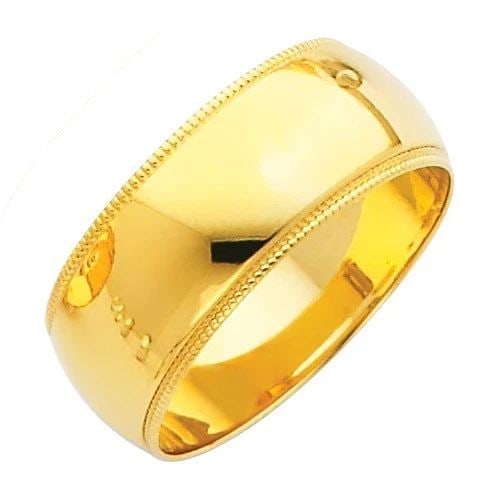 NEW 14K YELLOW GOLD 8MM MILGRAIN WEDDING BAND - SIZE 5-12: NEW 14K YELLOW GOLD 8MM MILGRAIN WEDDING BAND 8MM MILGRAIN WEDDING BAND NEW 14K YELLOW GOLD WIDTH: 8 mm Apx. WEIGHT: 6.3g