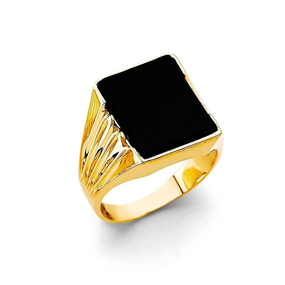 NEW 14K YELLOW GOLD ONYX MEN'S RING - SIZE 10: NEW 14K YELLOW GOLD ONYX MEN'S RING ONYX MEN'S RING NEW 14K YELLOW GOLD WIDTH : WEIGHT : 7.7g