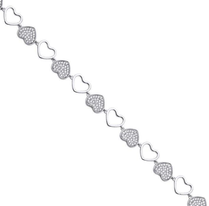 NEW 14K WHITE GOLD LADIES HEART BRACELET (1 of 2)