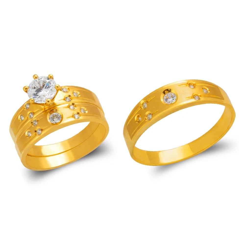NEW 14K YELLOW GOLD WEDDING TRIO RING SET (1 of 2)