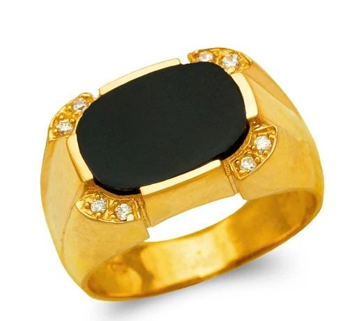 NEW 14K YELLOW GOLD MEN'S FULL CUT ONYX RING: NEW 14K YELLOW GOLD MEN'S FULL CUT ONYX RING MEN'S FULL CUT ONYX RING NEW 14K YELLOW GOLD SIZE Apx: 12mm Apx WEIGHT: 7.6g