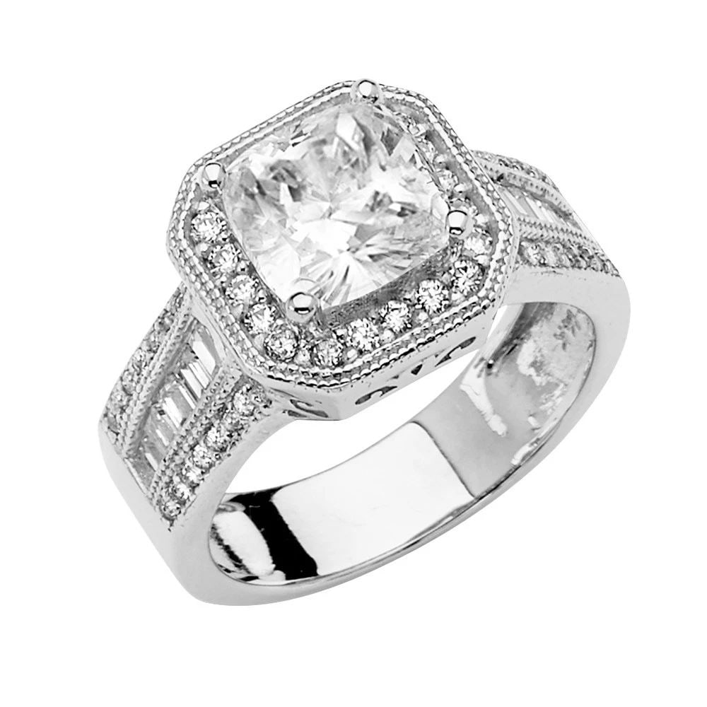 NEW 14K WHITE GOLD ENGAGEMENT RING - SIZE 7 (1 of 2)
