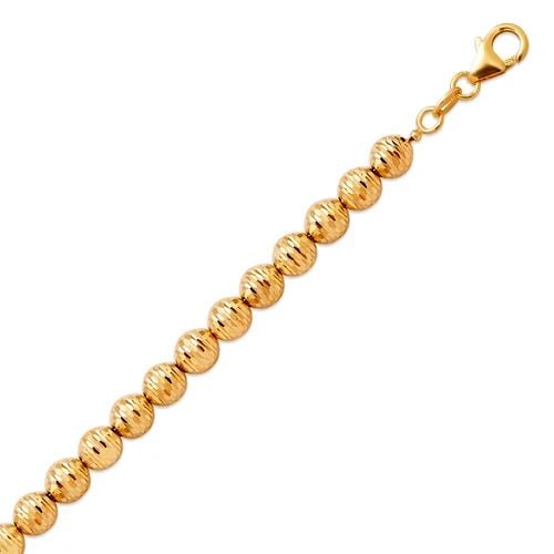 NEW 14K YELLOW GOLD HOLLOW DC DISCO BEAD BRACELET (1 of 2)