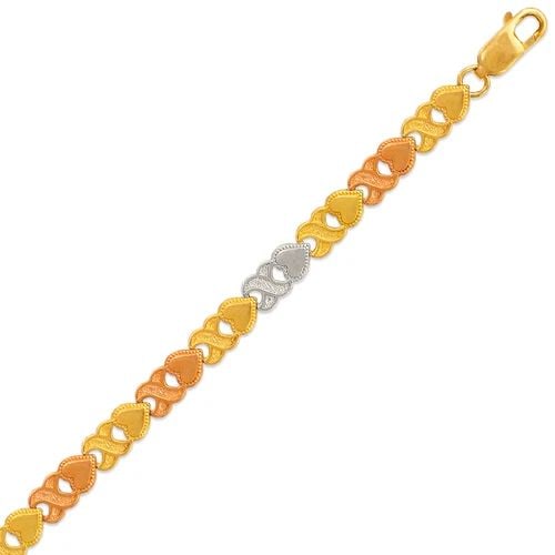 NEW 14K TRICOLOR GOLD FACETED DIAMOND CUT BRACELET: NEW 14K TRICOLOR GOLD FACETED DIAMOND CUT BRACELET FACETED DIAMOND CUT BRACELET NEW 14K TRICOLOR GOLD LENGTH: 7" inch AVERAGE Apx WEIGHT: 7.5g