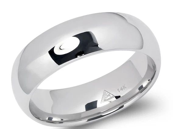 NEW 14K WHITE GOLD 6MM PLAIN WHITE WEDDING BAND (1 of 2)