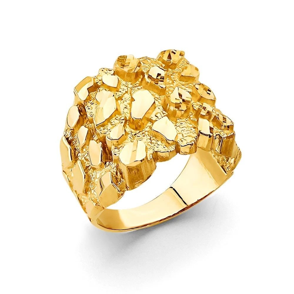 NEW 14K YELLOW GOLD NUGGET MEN'S RING - SIZE 10: NEW 14K YELLOW GOLD NUGGET MEN'S RING NUGGET MEN'S RING NEW 14K YELLOW GOLD WIDTH : WEIGHT : 7.4g