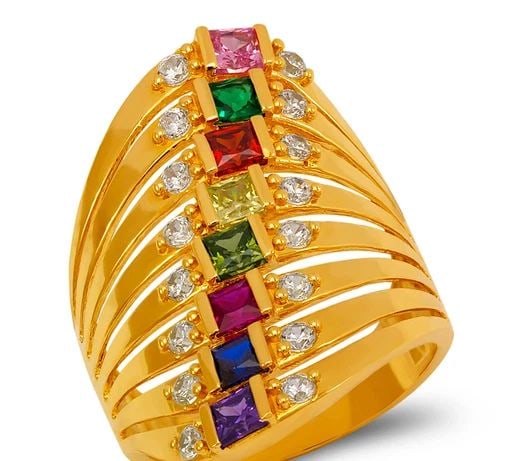 NEW 14K YELLOW GOLD MOTHER'S 8-LINE RING (1 of 2)