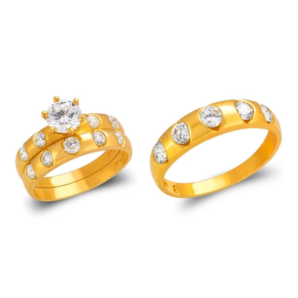 NEW 14K YELLOW GOLD WEDDING TRIO RING SET (1 of 2)