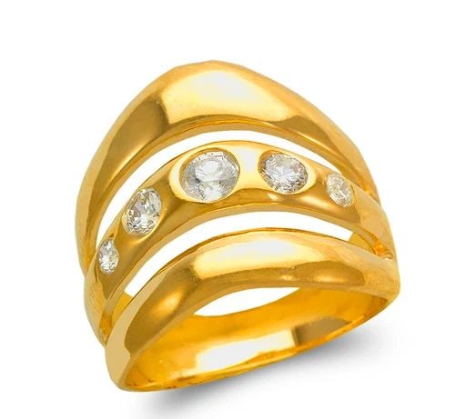 NEW 14K YELLOW GOLD LADIES THREE LAYER DESIGN BAND (1 of 2)