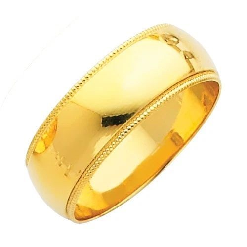 NEW 14K YELLOW GOLD 7MM MILGRAIN WEDDING BAND - SIZE 5-12 (1 of 2)