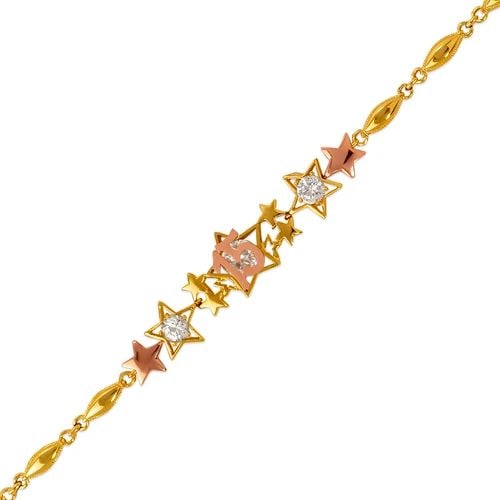 NEW 14K TWO TONE GOLD 15 ANOS STAR BRACELET: NEW 14K TWO TONE GOLD 15 ANOS STAR BRACELET 15 ANOS STAR BRACELET NEW 14K TWO TONE GOLD LENGTH: 7" inch AVERAGE Apx WEIGHT: 7.2g