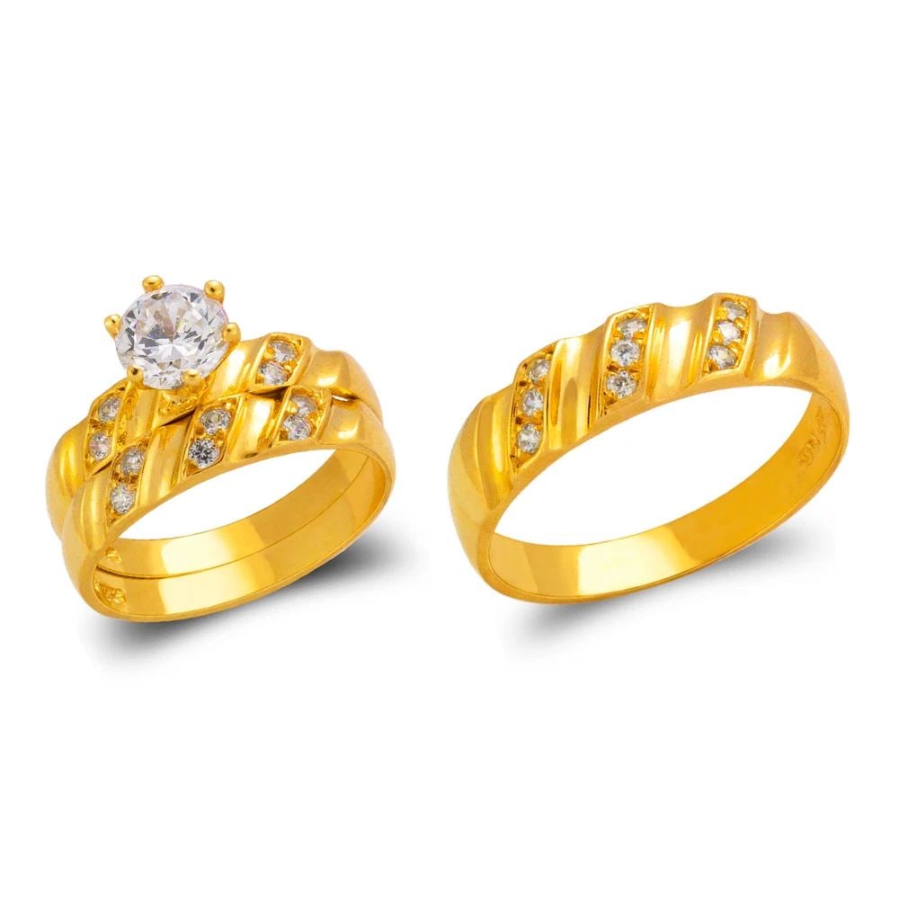 NEW 14K YELLOW GOLD WEDDING TRIO RING SET (1 of 2)