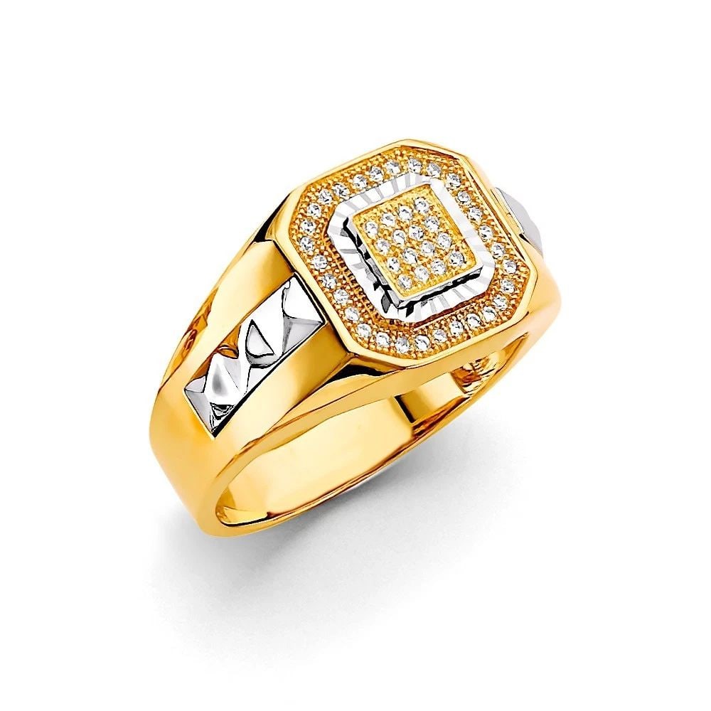 NEW 14K TWO TONE GOLD MEN'S RING - SIZE 10 (1 of 2)