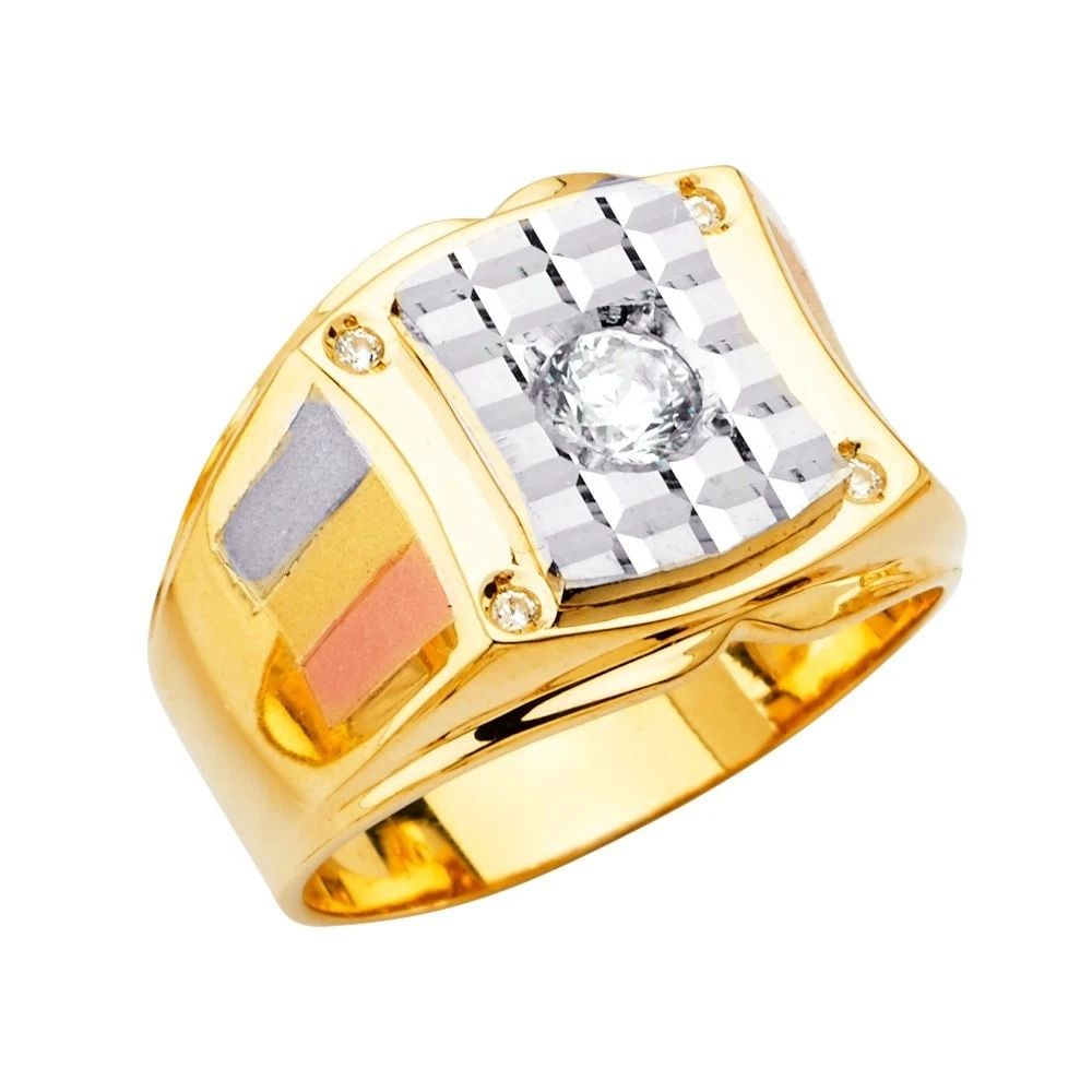 NEW 14K TRI COLOR GOLD MEN'S RING - SIZE 10 (1 of 2)
