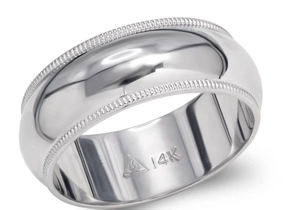 NEW 14K WHITE GOLD 7MM MILLIGRAIN WHITE WEDDING BAND (1 of 2)