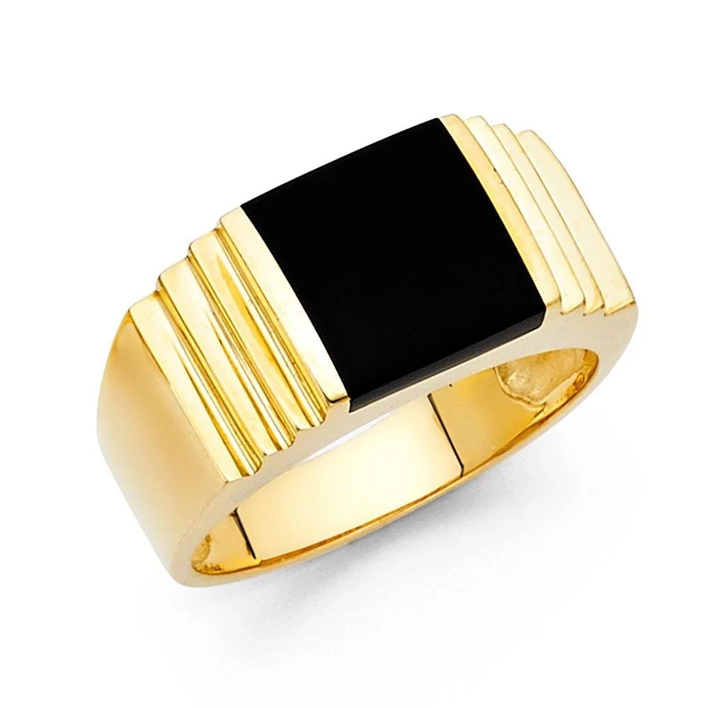 NEW 14K YELLOW GOLD ONYX MEN'S RING - SIZE 10: NEW 14K YELLOW GOLD ONYX MEN'S RING ONYX MEN'S RING NEW 14K YELLOW GOLD WIDTH : 10 mm WEIGHT : 7g