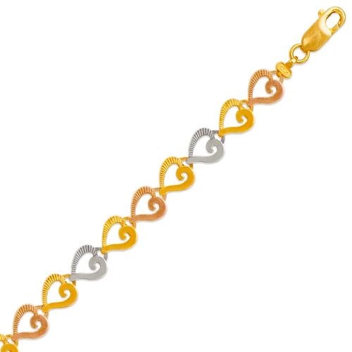 NEW 14K TRICOLOR GOLD FACETED DIAMOND CUT BRACELET: NEW 14K TRICOLOR GOLD FACETED DIAMOND CUT BRACELET FACETED DIAMOND CUT BRACELET NEW 14K TRICOLOR GOLD LENGTH: 7" inch AVERAGE Apx WEIGHT: 7.0g