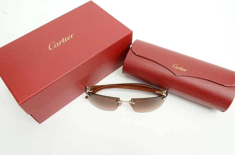 CARTIER BUBINGA WOOD RIMLESS C DECOR RECTANGLE 60 18 140B VINTAGE SUNGLASSES: CARTIER BUBINGA WOOD RIMLESS C DECOR RECTANGLE 60 18 140B VINTAGE SUNGLASSES Cartier Bubinga Wood Rimless C Decor Rectangle 60 18 140b Vintage Sunglasses CARTIER BUBINGA WOOD RIMLESS C DECOR RECTANGLE