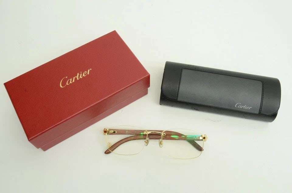 AUTHENTIC CARTIER C DECOR RIMLESS BUBINGA WOOD GP 55 19 140B UNCUT GEMS VINTAGE: AUTHENTIC CARTIER C DECOR RIMLESS BUBINGA WOOD GP 55 19 140B UNCUT GEMS VINTAGE Authentic Cartier C Decor Rimless Bubinga Wood GP 55 19 140b Uncut Gems Vintage AUTHENTIC CARTIER C DECOR RIMLESS BUBING