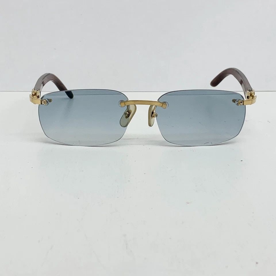 AUTHENTIC CARTIER EYEGLASSES RIMLESS OVAL 18 140B BUBINGA WOOD GP DECOR FRAMES (1 of 2)
