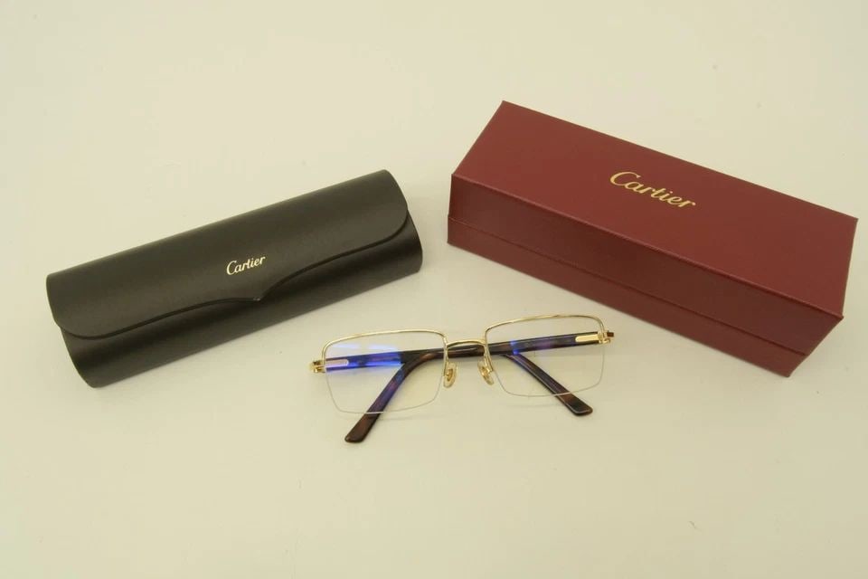 AUTHENTIC CARTIER SUNGLASSES BOTTOM RIMLESS RECTANGLE DECOR GP DARK BROWN FRAMES: AUTHENTIC CARTIER SUNGLASSES BOTTOM RIMLESS RECTANGLE DECOR GP DARK BROWN FRAMES Authentic Cartier Sunglasses Bottom Rimless Rectangle Decor GP Dark Brown Frames AUTHENTIC CARTIER SUNGLASSES BOTTOM RI