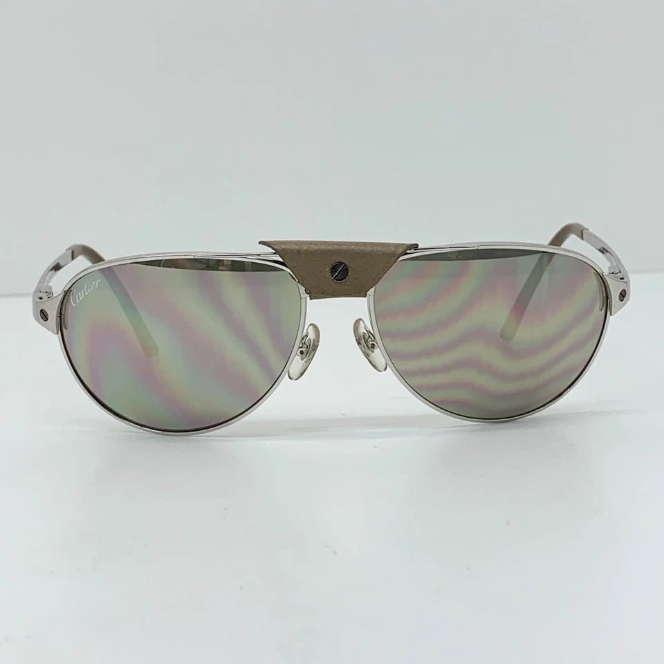AUTHENTIC CARTIER SANTOS DUMONT SUNGLASSES 54 18 140 DOT SILVER METAL FRAMES (1 of 2)
